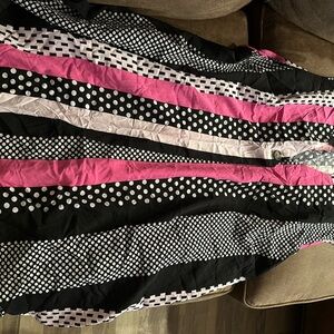 Black and Pink Polka Dot and Stripe Dress